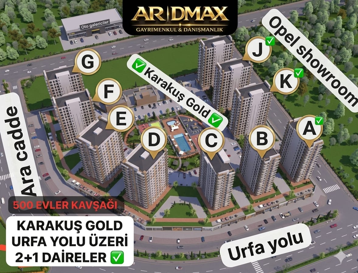 KARAKUŞ VİORA 500 EVLER KAVŞAĞINDA URFA YOLU CEPHELİ 2+1 DAİRE 🏙️